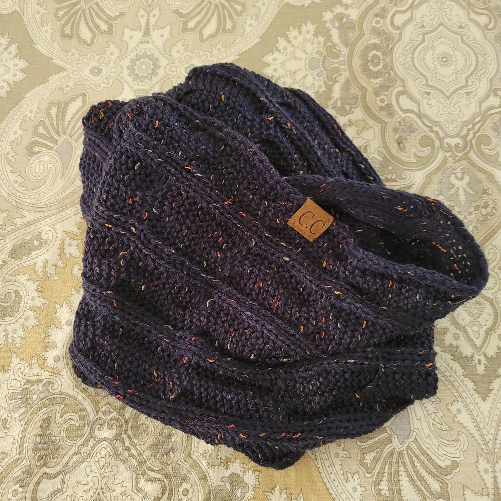 C.C Cable Knit Navy Scarf